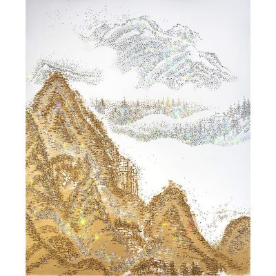 ARTIFICIAL LANDSCAPE– Mountain Luminous Gold 132.0 x 108.0cm Mixed media & Swarovski’s cut crystals on canvas 2017