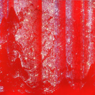 ARTIFICIAL LANDSCAPE–Luminous Red Mountain 180.0 x 180.0cm Mixed media & Swarovski’s cut crystals on canvas 2017