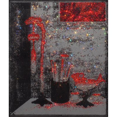 ARTIFICIAL LANDSCAPE–still Life Red 72.7 x 60.6cm Mixed media & Swarovski’s cut crystals on canvas 2014