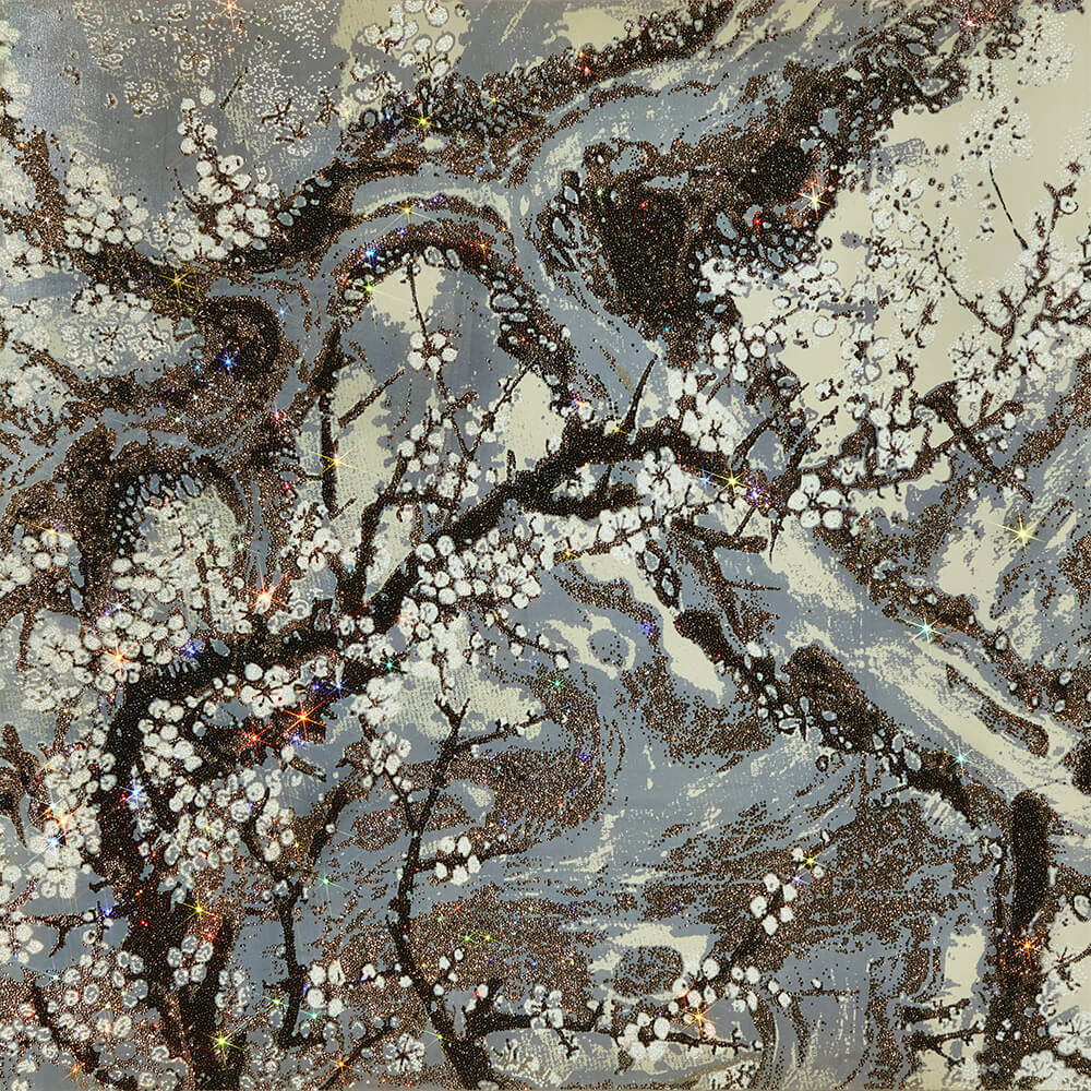 ARTIFICIAL LANDSCAPE–Greige Maewha 140.0 x 140.0cm Mixed media & Swarovski’s cut crystals on canvas 2013