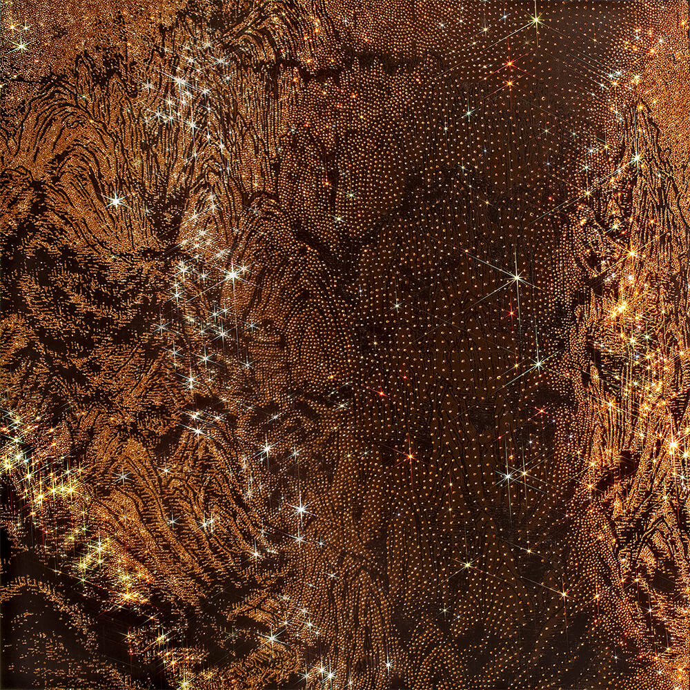 ARTIFICIAL LANDSCAPE–Topazed Topaz 130.0 x 130.0cm Mixed media & Swarovski’s cut crystals on canvas 2012