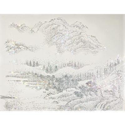 ARTIFICIAL LANDSCAPE–White Drawing 90.9 x 116.8cm Mixed media & Swarovski’s cut crystals on canvas 2012