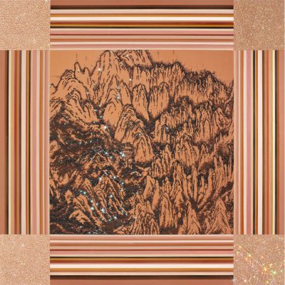 ARTIFICIAL LANDSCAPE-Iridescent Copper 100.0 x 100.0cm Mixed media & Swarovski’s cut crystals on canvas 2011