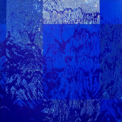 ARTIFICIAL LANDSCAPE–Geometric Blue 70.0 x 70.0cm Mixed media & Swarovski’s cut crystals on canvas 2011