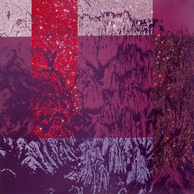 ARTIFICIAL LANDSCAPE–Geometric Purple 70.0 x 70.0cm Mixed media & Swarovski’s cut crystals on canvas 2011