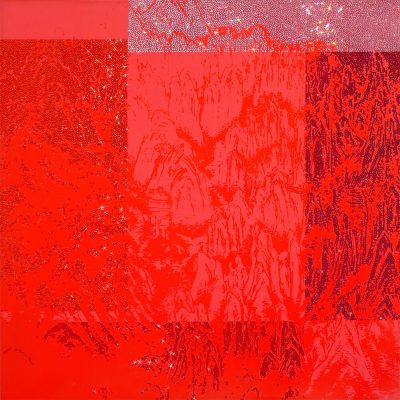 ARTIFICIAL LANDSCAPE–Geometric Red 70.0 x 70.0cm Mixed media & Swarovski’s cut crystals on canvas 2011