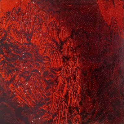 ARTIFICIAL LANDSCAPE–Hyacinth Ruby 130.3 x 194.0cm Mixed media & Swarovski’s cut crystals on canvas 2011