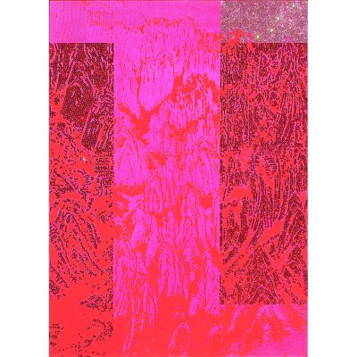 ARTIFICIAL LANDSCAPE–Negative Drawing Red 72.7 x 53.0cm Mixed media & Swarovski’s cut crystals on canvas 2008
