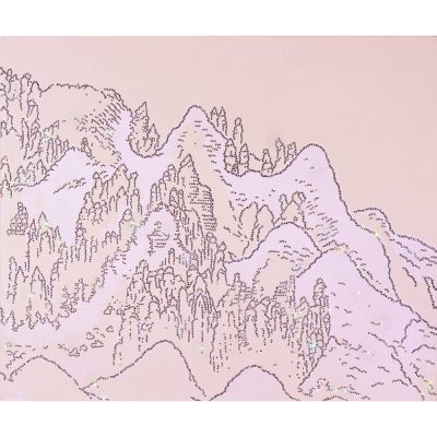 ARTIFICIAL LANDSCAPE–Selective Drawing Transparent Pink 60.6 x 72.7cm Mixed media & Swarovski’s cut crystals on canvas 2009