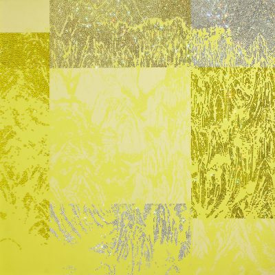 ARTIFICIAL LANDSCAPE–Geometric Yellow 70.0 x 70.0cm Mixed media & Swarovski’s cut crystals on canvas 2011
