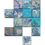 ARTIFICIAL LANDSCAPE–14 Blue Mosaics (20.0 x 20.0)cm x 14EA Mixed media & Swarovski’s cut crystals on shaped canvas 2003~2007