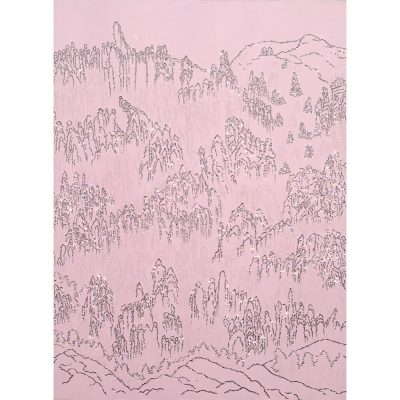 ARTIFICIAL LANDSCAPE–Triptych Drawings-3 (Pink Drawing) 194.0 x 130.3cm Mixed media & Swarovski’s cut crystals on canvas 2006