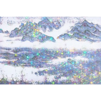 ARTIFICIAL LANDSCAPE– Light Blue Picture Mixed media & Swarovski’s cut crystals on canvas 2017