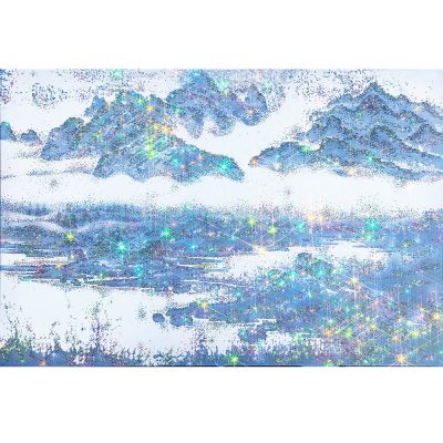 ARTIFICIAL LANDSCAPE–Luminous Blue Picture Mixed media & Swarovski’s cut crystals on canvas 2018