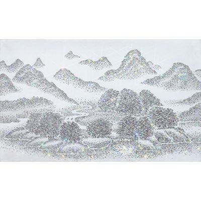 ARTIFICIAL LANDSCAPE-Luminous Crystal Small 2 Mixed media & Swarovski’s cut crystals on canvas 2019